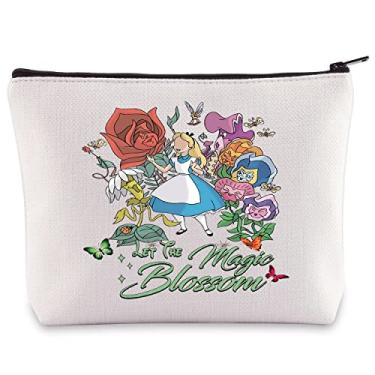 Imagem de BWWKTOP Bolsa de maquiagem para cosméticos Contos de fadas Presentes para amantes de princesas Let The Magic Blossom Bolsa com zíper Magic Kingdom Gifts (ALIS Magic), Alice Magic, Bolsa