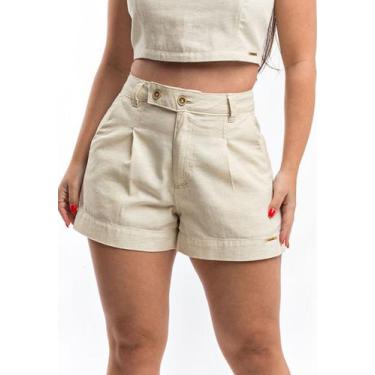Imagem de Short Feminino de Linho 2 botões Alfaiataria Premium - Restrito Jeans,