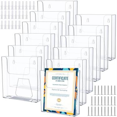 Imagem de Wonderjune Pacote com 12 porta-folhetos, suporte de parede, 15 x 23 cm, suporte de folheto de literatura acrílica, folheto transparente, suporte de exibição de parede para panfletos, revistas,
