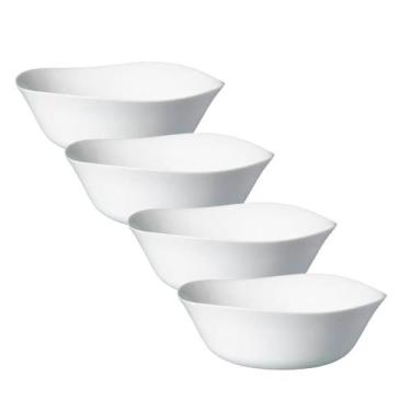 Imagem de Jogo 4 Bowl de Vidro Opalino Branco Quadrado Tigela Molho Sobremesa 12