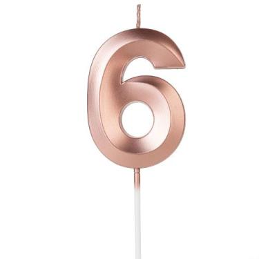 Imagem de Vela Aniversário Design Rosé Gold Pérola Número 6 - 01 unid - Silverfe