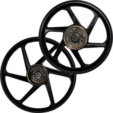 Imagem de Par de rodas de alumínio liga leve freio a tambor Pop100 Pop110 2007 e