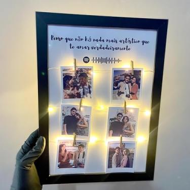Imagem de Quadro LED Personalizado com suas Fotos, Frase e Música spotify - Presente para Namorada, Presente de namorados
