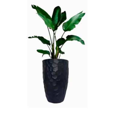Imagem de Vaso De Planta Grande Polietileno Jardim Varanda Luxo Cuba Coluna Pedra Safira G (preto)