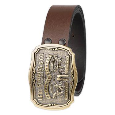 Imagem de Levi's Cinto jeans masculino diário com fivela removível, Marrom clássico, Small (30-32)