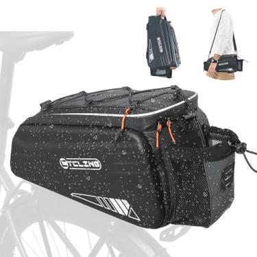 Imagem de Febabilo Bolsas de bicicleta para rack traseiro de bicicleta – 10L EVA capa rígida impermeável 3 em 1 Ebike Trunk Pannier Bag com faixa refletiva e alça de ombro para viagem ao ar livre acessórios de