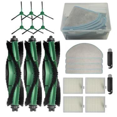 Imagem de iParto Acessórios de peças de reposição para iRobot Roomba Essential Series (Y0110, Y0112, Y0140, Q011, Q0120, Q0520) – 3 escovas de rolo, 6 escovas laterais, 4 filtros HEPA, 4 almofadas de esfregão e