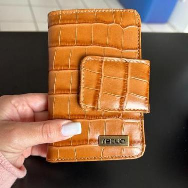 Imagem de Carteira recuo em couro legitimo c.58, Croco caramelo