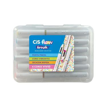 Imagem de Marcador Criativo Flow Brush Estojo 6 Cores Cis