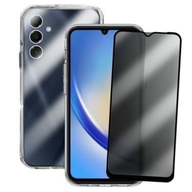 Imagem de Kit Proteção Compatível Samsung Galaxy A34 Capinha Transparente Space + Película 3D Privacidade Anti Espião