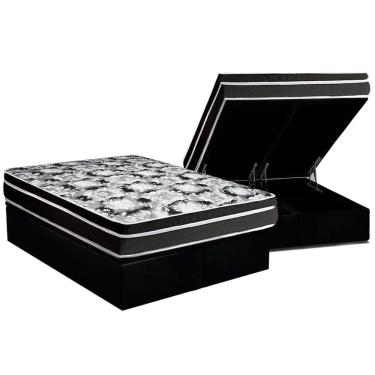 Imagem de Cama Baú King: Colchão Espuma Luckspuma D45 Gran Luck + Box crc Suede Black(193x203)