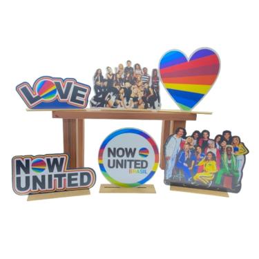 Imagem de Kit Display de Mesa 6 Peças Para Festa Now United mdf