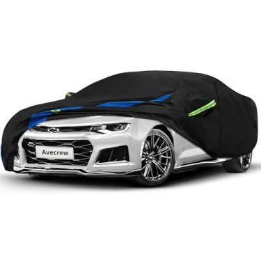 Imagem de Avecrew Capa de carro personalizada para Camaro, à prova d'água, para todos os climas, cobertura externa completa, chuva, neve, capa de proteção UV com design de zíper de porta lateral