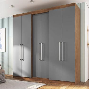 Imagem de Guarda-Roupa Casal Oxford 6 Portas 2 Gavetas Freijó/Cinza - Irm Móveis