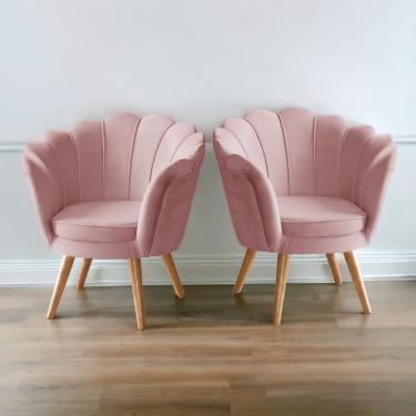 Imagem de Kit 2 Poltrona Decorativa Pétala Flor Estofada Pé Palito