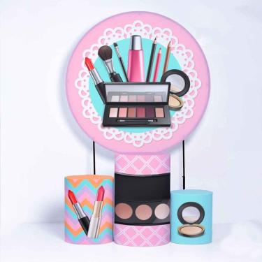 Imagem de Kit Painel de Festa Redondo de 1,80m e Trio de Cilindros Maquiagem - Fera Print