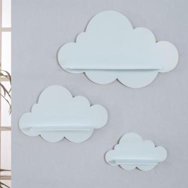 Imagem de Trio De Nichos Modelo Nuvem Em Mdf Quarto De Bebê - Miguel Baby, Azul