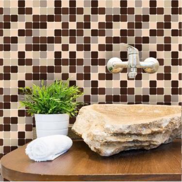 Imagem de Papel De Parede Autoadesivo Pastilhas Bege E Marrom - Inove Papéis de 