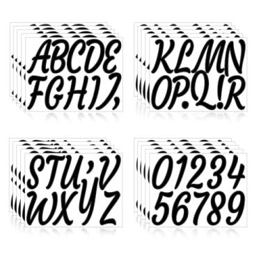 Imagem de Llewyn 200 peças, 20 folhas, adesivos autoadesivos à prova d'água, números de caixa de correio, decalques do alfabeto para bricolage, quadro de avisos, janela, porta, sinal, bicicleta, carro, laptop