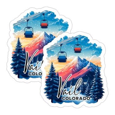 Imagem de Adesivo Vail Ski Resort Colorado 10 cm Pacote com 2 - Decalque de vinil impermeável para laptop, garrafa de água, copo de carro - Adesivos duráveis e engraçados estéticos de longa duração para adultos
