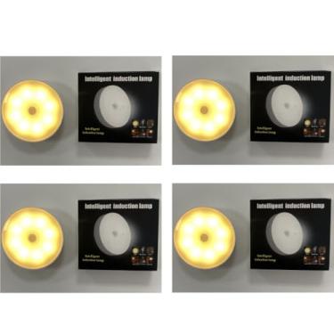 Imagem de Luminárias Luz Noturna LED Sem Fio Com Magnético Sensor Presença Usb Recarregável Quente e Fria Lâmpada Branco (KIT4-Duas cores (frio + luz))