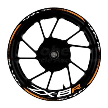 Imagem de Awonderful Kit de listras refletivas para motocicleta, adesivos de aro de roda de vinil compatíveis com Kawasaki ZX-6R 636 2000-2024 (laranja)