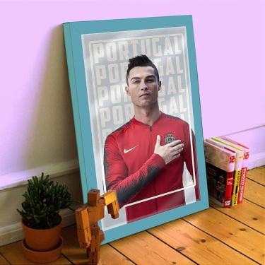 Imagem de Quadro Decorativo CR7 Portugal C/ Moldura e Vidro 33x25 A4