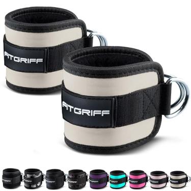 Imagem de Fitgriff® Tiras de tornozelo V1 para máquina de cabos (2 peças) - Equipamento de treino de ginástica - Acessório de polia de perna, alças de apoio (areia)
