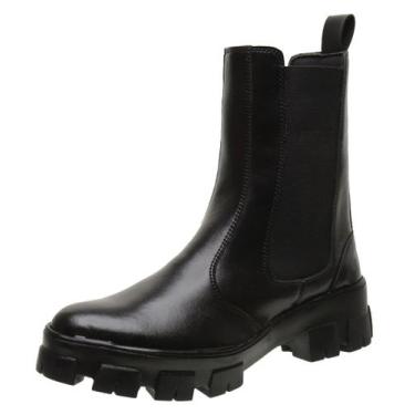 Imagem de Bota Cano Curto Baixo Coturno Feminino Moderno Gmm Shoes, Preto fosco,