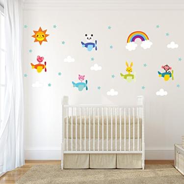 Imagem de Adesivo Parede Infantil para Quarto Aviões e Animais