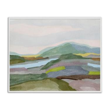 Imagem de Stupell Industries Paisagem em tons de terra verde, design de arte giclée emoldurado branco por Nikita Jariwala, 50 x 40 cm