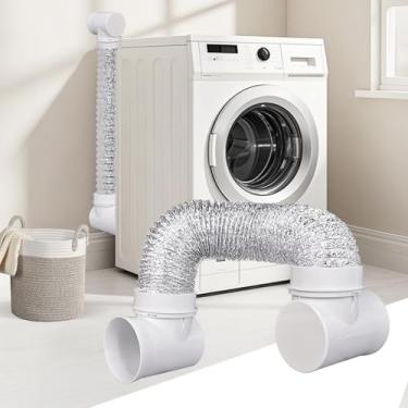 Imagem de tatamelon Kit de conector de ventilação de secador, cotovelo de ventilação de secador de 90 graus + mangueira de 3 m e kit de vedação para duto de secador de 10 cm, adaptador de secador, design que