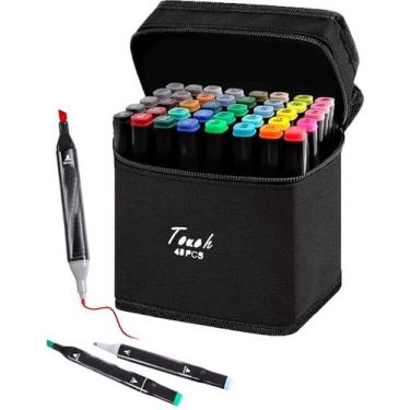 Imagem de Kit 48 Canetas Escolares Marcador Permanente Ponta Dupla - Grupo Magic