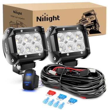 Imagem de Nilight Kit De Chicote Elétrico Com Conector 12V E 5 Pinos Para Lâmpada Led 4" 2 Peças, Barra Neblina 18W Interruptor Basculante Pinos, Cabos Caminhonete Off-Road 4X4, Atv, Utv, Suv, Carrinho Golfe