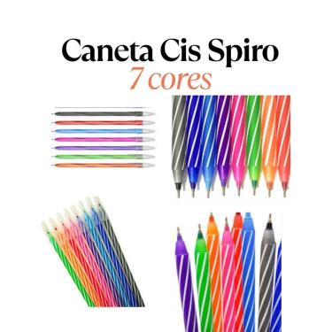 Imagem de 07 Caneta Cis Spiro esferográfica caneta macia todas as cores material escolar papelaria enfermagem medico