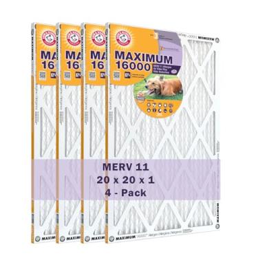 Imagem de Arm & Hammer Filtro de ar e fornalha 20 x 20 x 1 Max Allergen & Odor Reduction, MERV 11, pacote com 4
