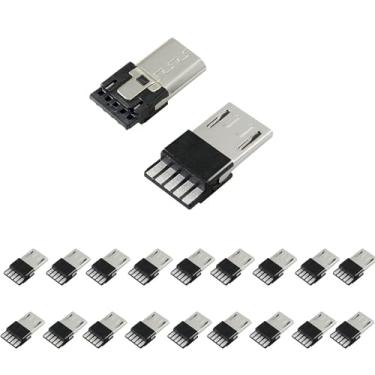 Imagem de XUGERIP Kit de porta micro USB-B de 20 peças, adaptador de substituição de reparo de conector de solda macho de 5 pinos, conector para fonte de alimentação USB DIY