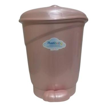 Imagem de Lixeira Gatinho Com Pedal 8lt Para Quarto Bebê Plastibrasil, Rosa Pero