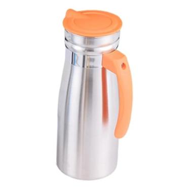 Imagem de ＫＬＫＣＭＳ Jarra de aço inoxidável para chá gelado e de 1000 ml, 3,3 x 9 polegadas, multifuncional para uso comercial, recipiente de bebidas de grande, Laranja