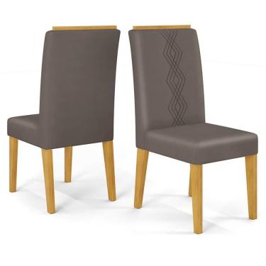 Imagem de Kit 2 Cadeiras De Jantar Estofadas Yasmin Dj Moveis Veludo Lunar Cedro