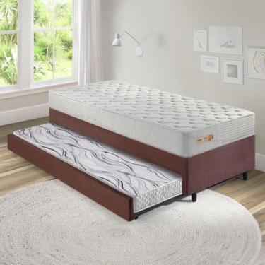 Imagem de Bicama Box 88x188 Suede Marrom com Colchão Ecoline D33 Ecofl - B&G