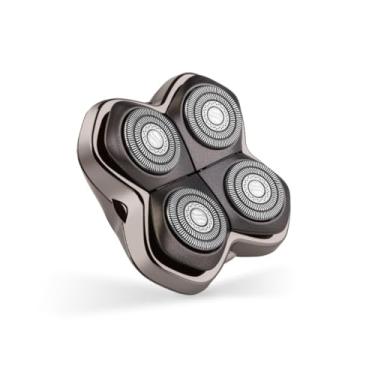 Imagem de Skull Shaver Baron PRO Lâmina de substituição de 4 cabeças - Lâmina de barbear para barbear molhado e seco - Design de cabeças rotativas - Aço inoxidável japonês - Compatível com barbeadores Pitbull