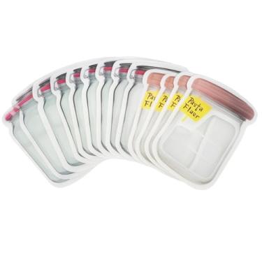 Imagem de Conjunto de 15 Sacos Reutilizáveis com Fecho Hermético para Armazenamento, Formato Pote de Vidro, Organizador de Geladeira para Alimentos