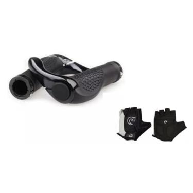 Imagem de Kit Manopla Bike Bar End Integrada Luva Gel Meio Dedo Mok M2 (Grande)