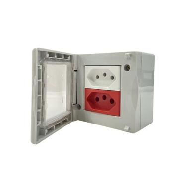 Imagem de Tomada 20A + Tomada 20A Vermelha Sobrepor Prova Dagua Kalop