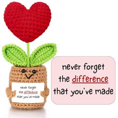 Imagem de ailov Flor de crochê positiva, presente de agradecimento para colega de trabalho, irmã, amiga, professora, presentes de agradecimento para mulheres e homens (nunca se esqueça da diferença que você fez