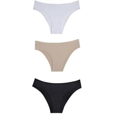 Imagem de Del Rio Kit 3 Calcinhas Biquíni Cotton Mousse Branco Preto Tamanho P