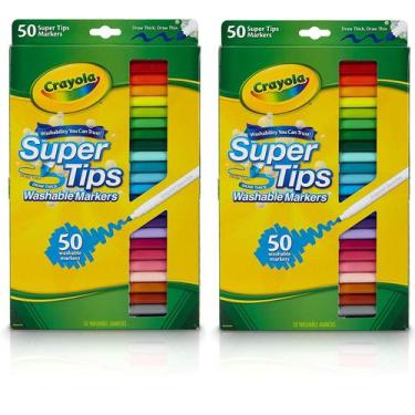 Imagem de Marcadores Crayola Super Tips, laváveis, 50 unidades, pacote com 2