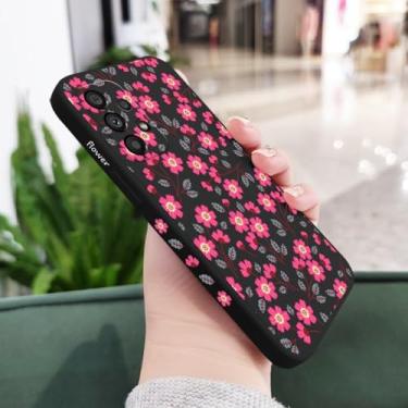 Imagem de Capa de celular com estampa de flores para Samsung A54 A34 A24 A14 A56 A36 A26 A73 A53 A33 A23 A13 A72 A52 A52S A32 A22 A12 A71 A51 4G 5G, preta 2, para A52S 5G