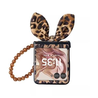 Imagem de Capa para Motorola Razr 2024/Moto Razr 50 com cordão + anel + proteção de dobradiça, linda capa de telefone Moto Razr 2024, capa flip à prova de choque para Motorola Razr 2024 para mulheres marrom